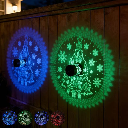 Easter Decorations Christmas Solar Lantern Color Changing Tree Theme Solar Lights - Metal Deck Step Ground Path Wall Fence Lights for Garden Patio Walkway Backyard Yard Decor - Easter Gifts for Women.