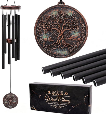 Wind Chimes for Outside - Vintage Deep Tone Tree of Life Windchimes Outdoors Garden Yard Patio Indoor Home Balcony Hanging Decoration Memorial Birthday Gifts for Women Men Mom Dad Grandma