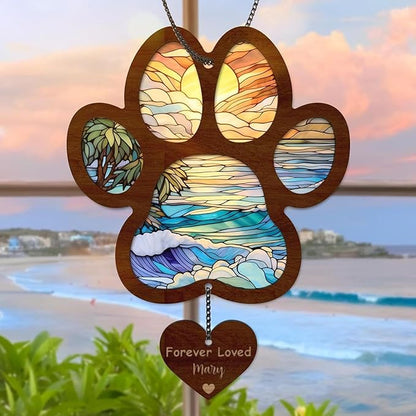 Wooden Puppy Sun Catcher - Rainbow Maker Decoration, Dog Memorial Sculpture | Wall Hanging Art for Home, Garden, Office, Window, Adds Colorful Charm to Any Space, Thoughtful to Dogs