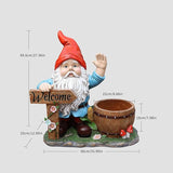 Gnome Garden Statue Planter with Welcome Sign, Waterproof Outdoor Resin Flower Pot, Yard Lawn Patio Decor, Front Porch Ornament Housewarming Gift(Red Hat Gnome)