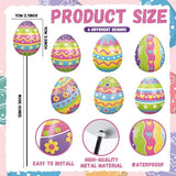 Shimeyao 6 Pcs Metal Easter Garden Stakes Happy Easter Metal Garden Signs Colorful Egg Shape Yard Stakes Outdoor Decor for Home Lawn Porch Holiday Front Backyard