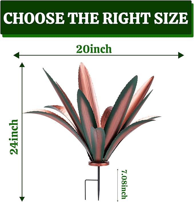 Large Tequila Rustic Sculpture, Rustic Metal Agave Plants for Outdoor Patio Yard Mexican Plant