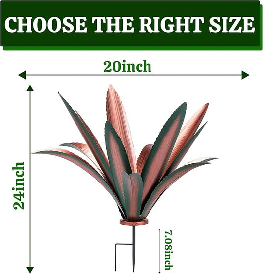 Large Tequila Rustic Sculpture, Rustic Metal Agave Plants for Outdoor Patio Yard Mexican Plant Garden， Agave Outdoor Lawn Ornaments Yard Stakes (Green 1pc)