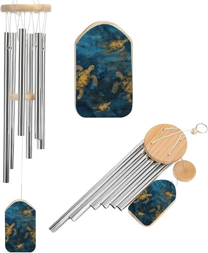Wind Chimes for Outside,Sea Turtle Printed Cute Aluminium Windchimes Outdoors,Soothing Melodic Memorial Wind Chime for House Porch Patio Garden Balcony Decor