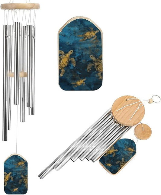 Wind Chimes for Outside,Sea Turtle Printed Cute Aluminium Windchimes Outdoors,Soothing Melodic Memorial Wind Chime for House Porch Patio Garden Balcony Decor