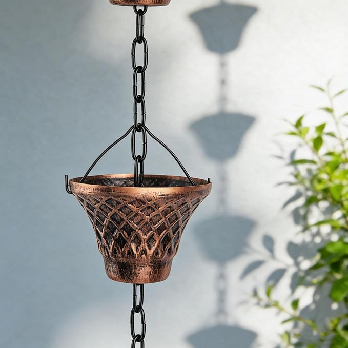Antique Bronze Meshes Rain Chain Decorative Hanging Gutter for Artistic Garden Drainage and Decoration Rusts