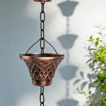 Antique Bronze Meshes Rain Chain Decorative Hanging Gutter for Artistic Garden Drainage and Decoration Rusts
