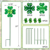 Wind Spinners Outdoor,4 Pack Shamrock Garden Stakes for Outside,Saint Patrick's Day Decorations,Metal Wind Spinner Yard Art for Patio,Lawn