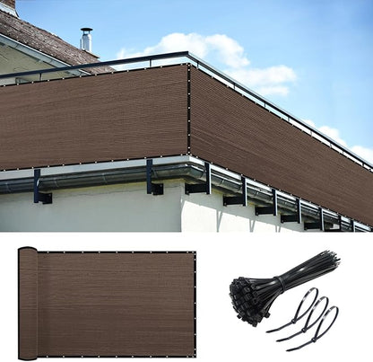 KANAGAWA 3ft x 10ft Privacy Screen Fence, 90% Blockage Heavy Duty 175 GSM Fencing Mesh Net Cover for Outdoor Wall Garden Yard Backyard 40 Cable Zip Ties Included Brown