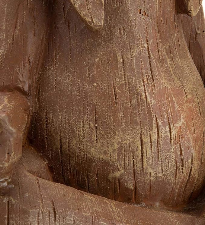 Wind & Weather Indoor/Outdoor Long-Eared Rabbit Garden Statue in Cross-Legged Meditating Yoga Pose Cast in Resin Designed to Look Like Hand-Carved Wood, 11½"L x 7" W x 14¼"H