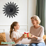 VCUTEKA 20" Sun Metal Wall Art Outdoor Decor Solar Decoration Metal Wall Sculpture Hanging Garden for Indoor Outdoor Patio Fence Decoration Black