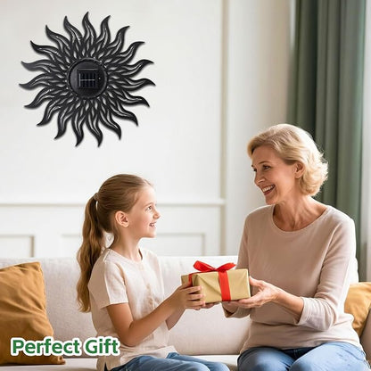 VCUTEKA 20" Sun Metal Wall Art Outdoor Decor Solar Decoration Metal Wall Sculpture Hanging Garden for Indoor Outdoor Patio Fence Decoration Black