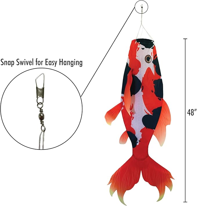 In the Breeze 5117 — Realistic Koi Fish Windsock-Hanging Outdoor Decoration, 48 inches