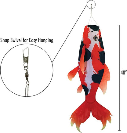 In the Breeze 5117 — Realistic Koi Fish Windsock-Hanging Outdoor Decoration, 48 inches