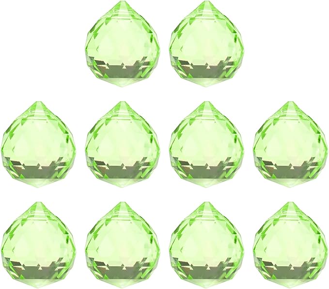M METERXITY 10-Pack Crystal Ball Prisms, 24mm/0.94 Inch Chandelier Pendant Maker Hanging Crystals Chandelier Prisms for Home/Windows/Garden/DIY Decoration[Apple Green]