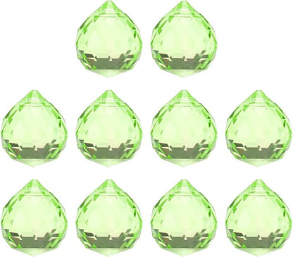 M METERXITY 10-Pack Crystal Ball Prisms, 24mm/0.94 Inch Chandelier Pendant Maker Hanging Crystals Chandelier Prisms for Home/Windows/Garden/DIY Decoration[Apple Green]