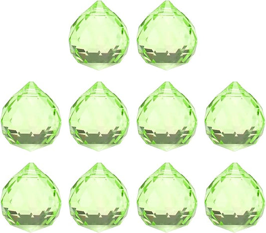 M METERXITY 10-Pack Crystal Ball Prisms, 24mm/0.94 Inch Chandelier Pendant Maker Hanging Crystals Chandelier Prisms for Home/Windows/Garden/DIY Decoration[Apple Green]