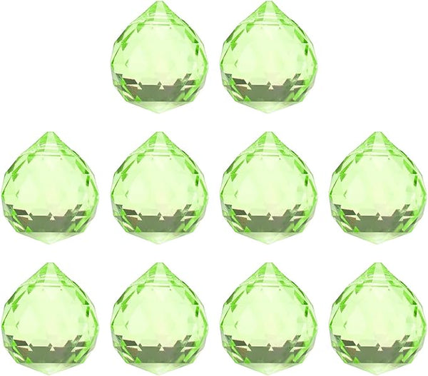 M METERXITY 10-Pack Crystal Ball Prisms, 24mm/0.94 Inch Chandelier Pendant Maker Hanging Crystals Chandelier Prisms for Home/Windows/Garden/DIY Decoration[Apple Green]