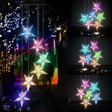 TDA Solar Wind Chimes Light Outdoor Changing Color Decorative Mobile Portable for Patio Walkway Pathway Backyard Landscape Decoration (Transparent Star)