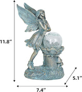 Ferrisland Garden Angel Fairy Outdoor Figurines Statue with Solar Lights,Solar Decorations for Yard Outdoor Garden, Patio Yard Lawn, Gifts for Birthday Housewarming Mother's Day (Bronze)