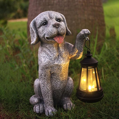 Dog Statue Garden with Solar Lantern - Ideal Gifts for Outdoor Patio, Figurine for Dogs – Gift for Mom, Grandma, Dog Lovers,Birthdays Housewarming Present