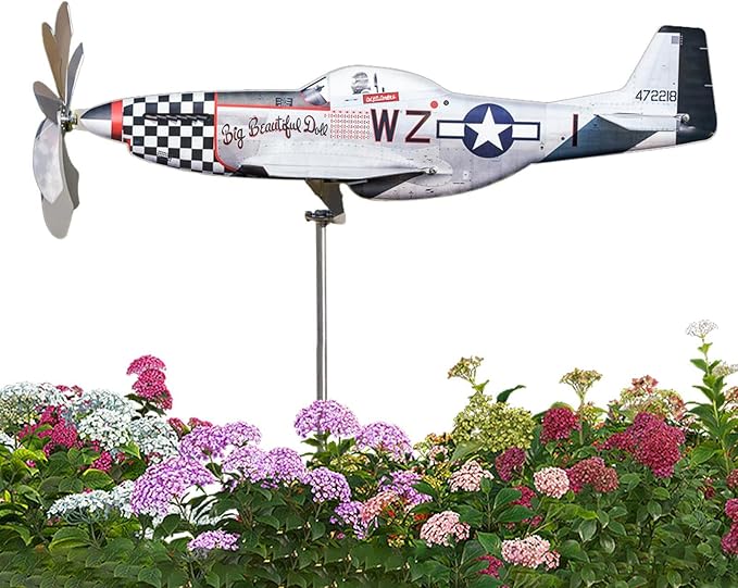 Airplane Wind Spinner, Airplane Weather Vane for The Yard Garden Wind Sculpture Windmill Aircraft Pinwheel Metal Handmade A-irplane W-eathervanes Windmill Outdoor Courtyard Decor Garden Pinwheels