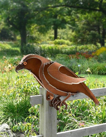 Modern Artisans American Made Metal Hawk Wall-Mounted Garden Art Sculpture, Indoor/Outdoor