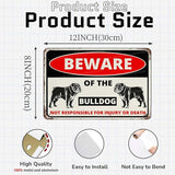 Beware Of The Dog Bulldog Sign Aluminum Metal Tin Signs Outdoor Yard Sign Warning Sign For Fence Yard Home Kitchen Farm Garden Wall Decor 8x12 Inch
