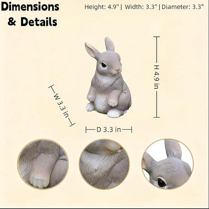 Rabbit Statue Outdoor Decor,4.9''(H) Cute Bunny Garden Sculptures for Yard Lawn,Resin Animal Figurines Home Porch Patio Table Art Decorations