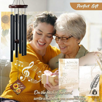 Wind Chimes for Outside, 36“ Sunflower Wind Chime for Friends Bestie Family & Loved One, Christmas Windchime Thank You Gifts with You are My Sunshine Saying