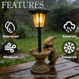 Solar Rabbit Garden Statue for Outdoor Decor with Lantern - Lawn Decoration 15.8“ Tall Bunny Figurine Lights for Patio, Yard, Porch Ornament - Valentine's Day Gifts for Mom, Grandma, Women