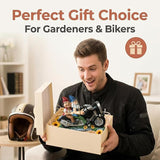 Cute Biker Gnome Couples Statue with Solar Lights - Biker Garden Gnomes Outdoor Funny Figurine - Solar Powered Motorcycle Statues Garden Ornament Art - Travel Gnome Figurine for Patio Yard Decor