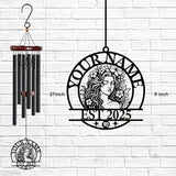 Personalized Customize Name 12 Zodiac Signs Wind Chime, Metal Iron 37 Inch Outdoor Memorial Gift for Garden Yard Patio Home Decor, Black (Virgo)
