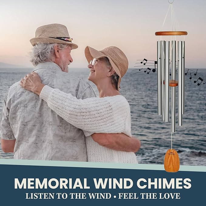 Woodstock Chimes Amazing Grace Wind Chime for Outside 40" Medium Silver,Outdoor Decor for Patio, Porch, Garden, Memorial Gift for Loved Ones AGLS