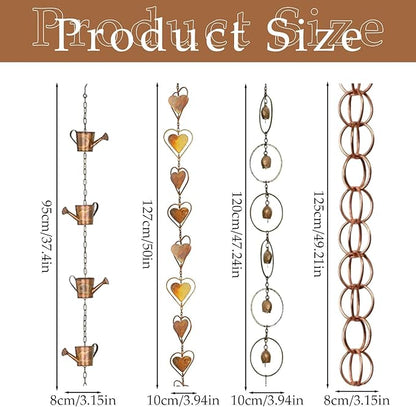 Faux Copper Heart-Shaped Rain Chain for Gutters and Downspouts Decorative Hanging Metal Rain Catcher Chain, Rustic Farmhouse Patio, Pergola & Backyard Decor
