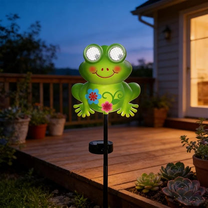 Rngmsi Garden Solar Lights Dynamic Eyes, Frog Solar Garden Lights Stake Outdoor Decorations, LED Lighting Frog Gifts for Patio Yard Pathway Lawn Ornaments