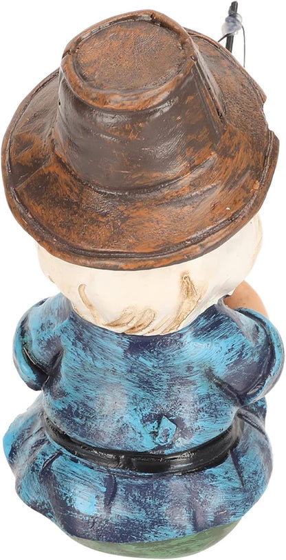Fishing Gnome Sitter, Decorative Garden Statue, Hand Cast with Resin, Rich Colors, Outdoor Pond Garden Patio Decoration