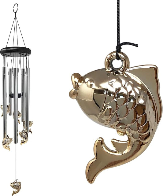 Fish Windchime - Soothing Wind Chimes for Porch or Garden Décor - Ideal Gift for Cabin at The Lake or Beach - 26" L
