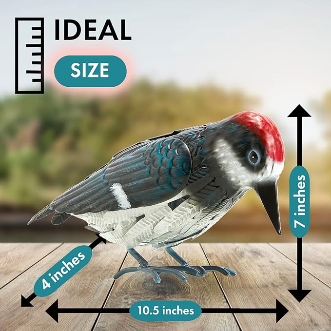 Metal Woodpecker Bird Figurine - Beautiful Backyard & Garden Gift, Birds Statue Sculpture Art Large Realistic - Outdoor Spring, Summer Metal Yard Art for Lawn Ornament Decoration Ornament Decor 7" H