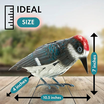 Metal Woodpecker Bird Figurine - Beautiful Backyard & Garden Gift, Birds Statue Sculpture Art Large Realistic - Outdoor Spring, Summer Metal Yard Art for Lawn Ornament Decoration Ornament Decor 7" H
