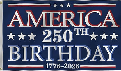 250 Years Of Freedom Blue Flags 4X6Ft, 250th Birthday Flag, Men Women Banner,Vibrant Colors, Double Stitched with 2 Brass Grommets, Bar Garden Street Decoration, GYM, Office Decor,Indoor Outdoor Use,Gifts. (Blue, 4x6ft)