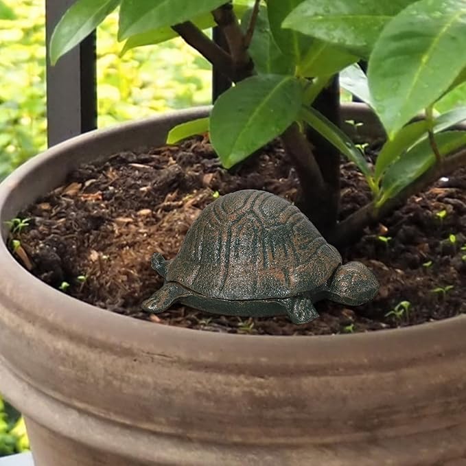 JUXYES Turtle Cast Iron Key Hider Outside Spare Door Key Box Outdoor Small Garden Statues Ornament, Turtle Indoor Decoration Jewelry Trinkets Box for Key, Ear Studs, Ring, Paper Clip