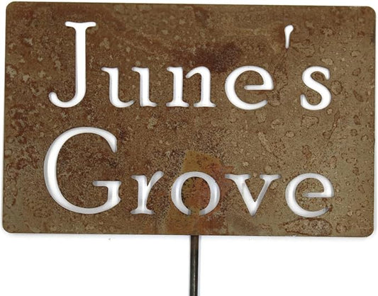 Classic Metal Garden Markers Clearance Items 20 to 33 Inches Tall (June's Grove 23", Naturally Rusted)