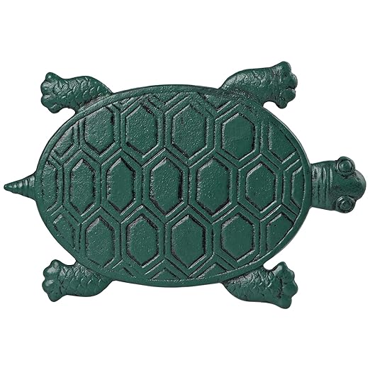 Tortoise Stepping Stone, Cast Iron Turtle Paver, Decorative Garden Flagstone for Lawn, Yard, Walkway, Flower Bed (Green)
