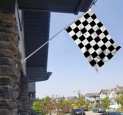 2Pack-NEW Checkered Flags 3x5 Ft,Canvas Header and Double Stitched - Brass Grommets for Easy Display,Black and White Racing Flag Race Car Party Banner