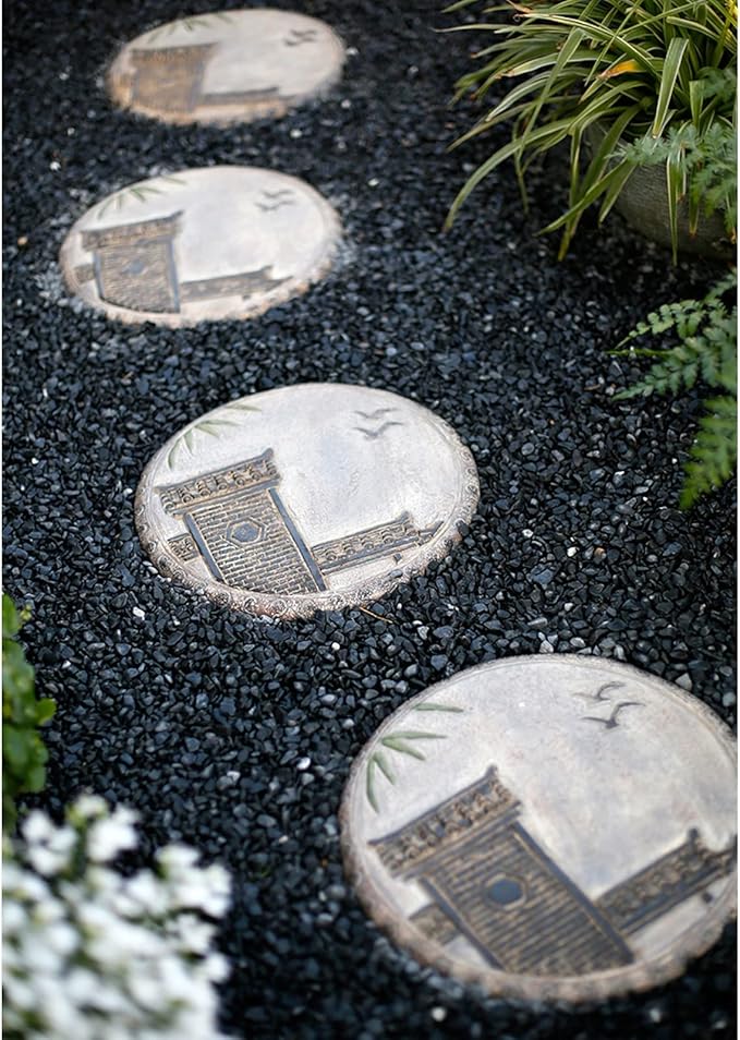 Garden Stepping Stones, Classical Chinese Flower Carving, Decorative Walkway Stepping Stones for Outdoor Garden Flowerbed & Lawn Yard Pathway (Color : B(3Pcs))