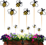 6 Pcs Bee Garden Stakes Yard Decor Wood Bee Yard Art Stakes Decorative Spring Vivid Plant Stick for Indoor Outdoor Plant Lawn Path Terrace Flower Pots Festival Party