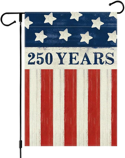 250 Years America Anniversary Garden Flag, Double-sided 250 YEARS Usa Flag Patriotic 4th of July Yard Sign for Outdoor Independence Day Decoration