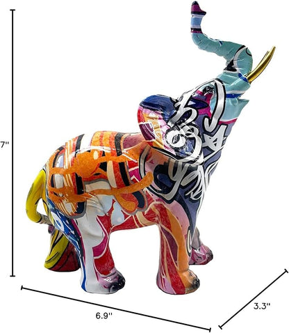 Colorful Elephant Statue Sculpture Frgurine Gift for Home Office Living Room Desktop Decoration Garden Figurines Outdoor Decor Frgurines (Small)