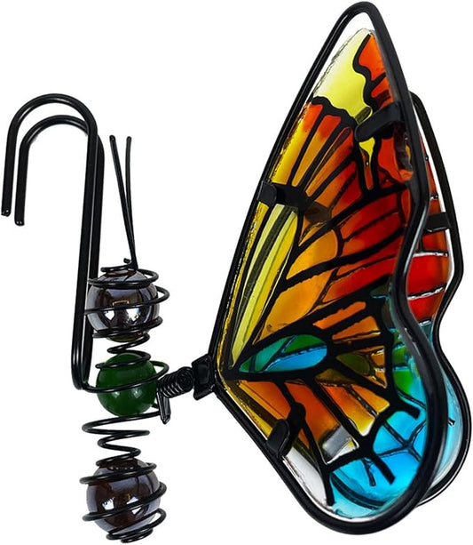 Metal Butterfly Flower Pot Huggers Dreamy Butterflies Planter Hanging Figurines with Color Beads Fill the Body 3.5 Inch Iron Insect Garden Art Sculptures Statues Hanger Ornaments for Yard Fence (D)